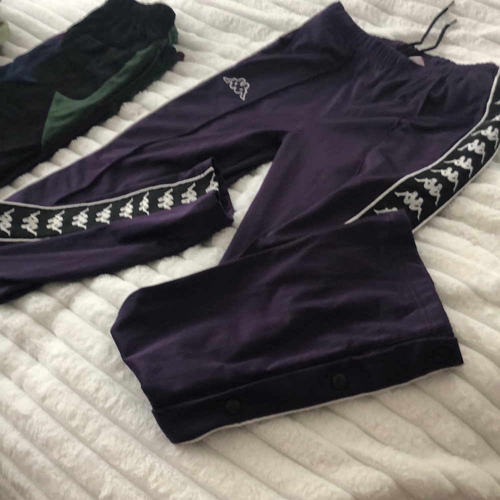 Kappa Purple Track Pants with Chevron Side Stripes
